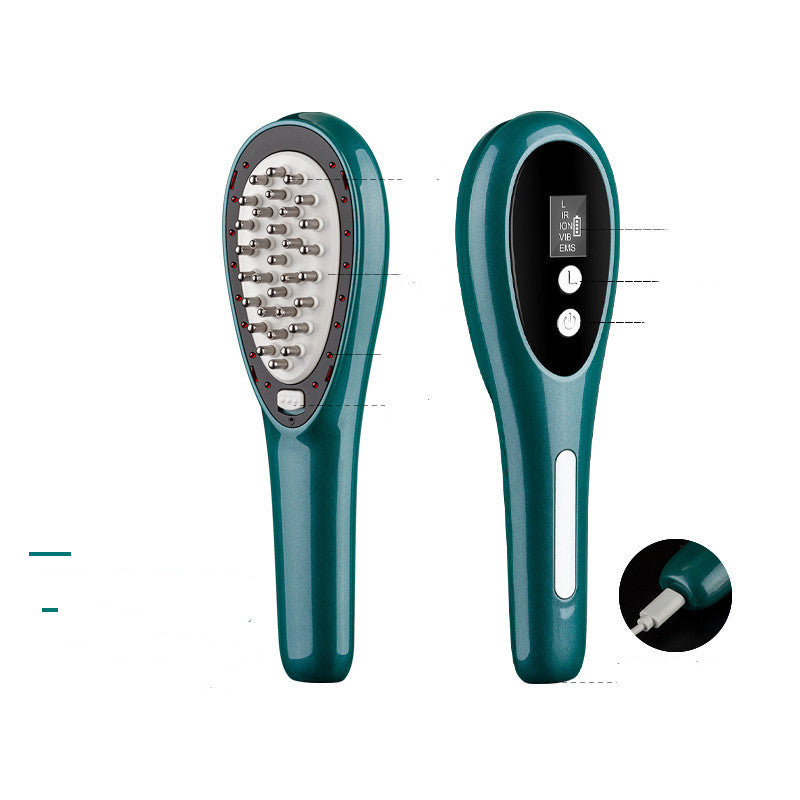 EMS Micro-current Infrared Light Vibration Massage Head Comb